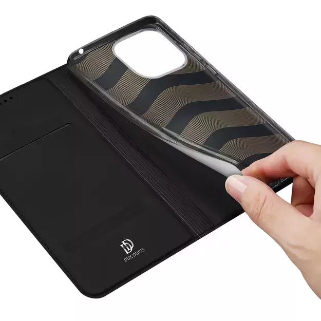 Dux Ducis Skin Pro Case For Xiaomi Redmi 11A / Poco C55 / Redmi 12C Flip Cover Card Wallet Stand Black 26