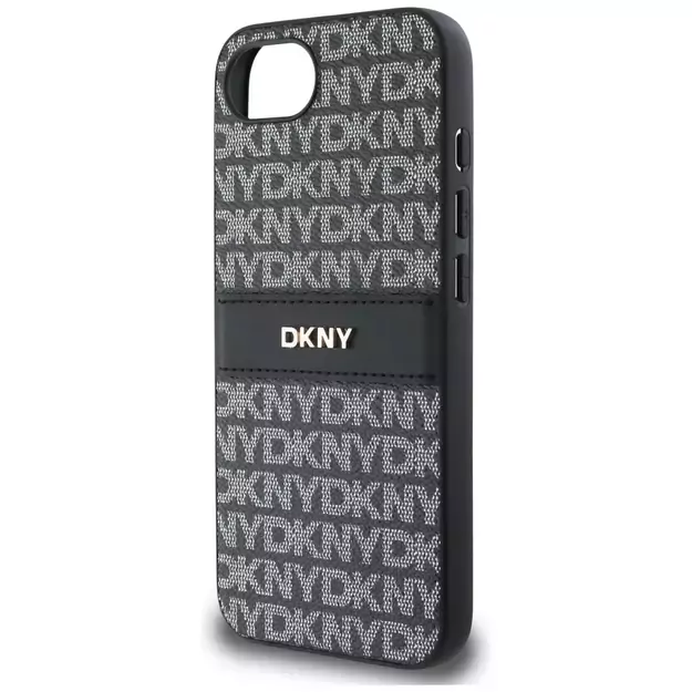 DKNY Repeat Texture Pattern with Tonal Stripe case for iPhone 16e - black 5