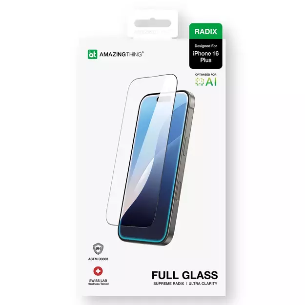 AmazingThing Radix Full Glass tempered glass for iPhone 16 Plus 10