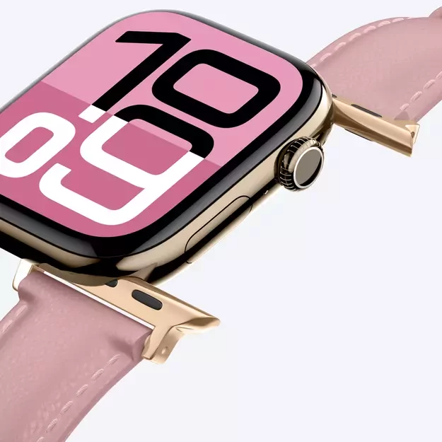 AmazingThing Class Band Leather Strap for Apple Watch 45 / 46 / 49 mm - Pink 14
