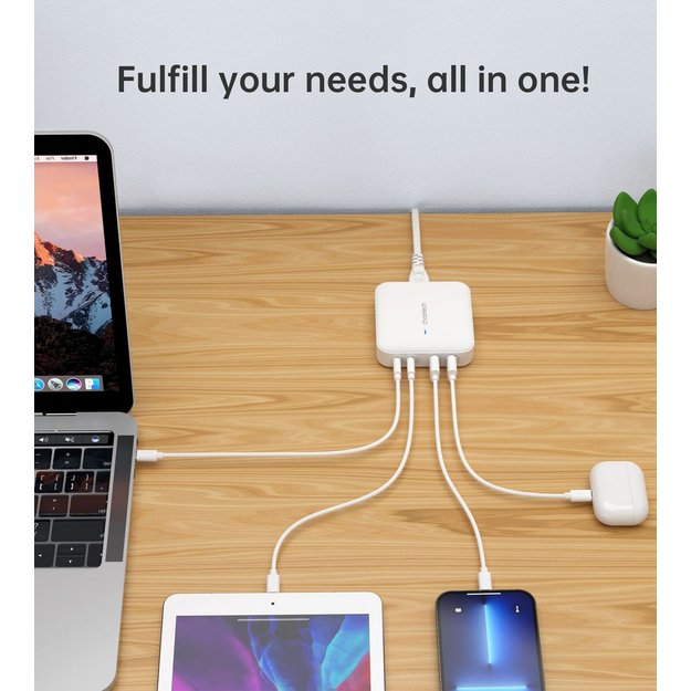 Choetech PD8008 100W GaN fast charger 2x USB-A / 2x USB-C - white 20