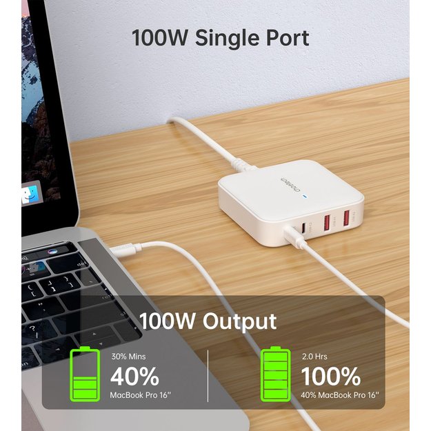 Choetech PD8008 100W GaN fast charger 2x USB-A / 2x USB-C - white 22