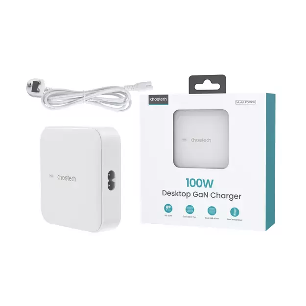 Choetech PD8008 100W GaN fast charger 2x USB-A / 2x USB-C - white 2