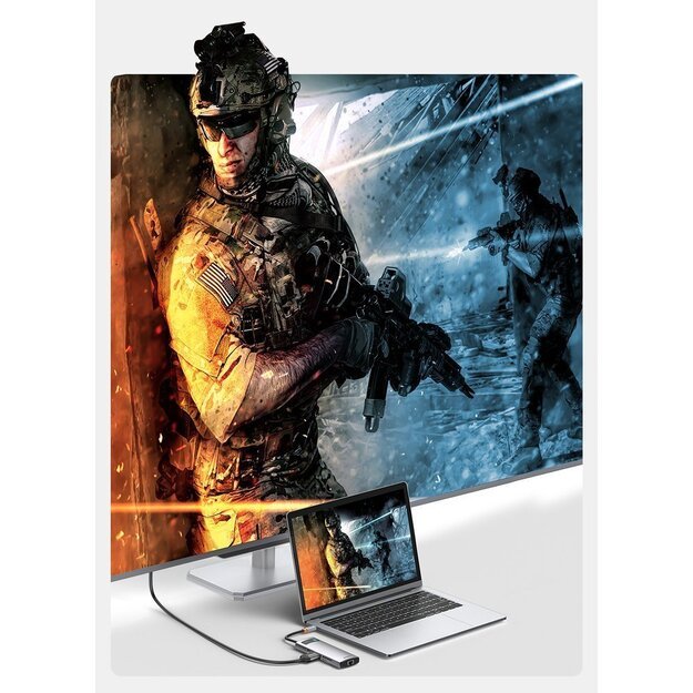 Baseus Metal Gleam 8in1 USB-C Hub - USB-C PD 100W 1x HDMI 4K 30Hz 1x SD and microSD card reader 3x USB-A 3.2 1xRJ45 - gray 15