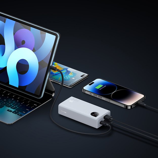 Baseus Adaman2 power bank with digital display 2x USB-A / 1x USB-C 10000mAh 30W - white 14