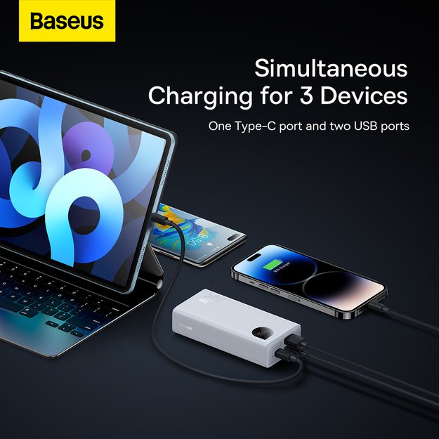 Baseus Adaman2 power bank with digital display 2x USB-A / 1x USB-C 10000mAh 30W - white 11
