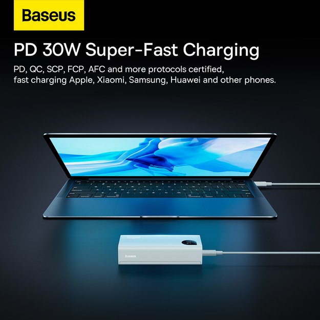 Baseus Adaman2 power bank with digital display 2x USB-A / 1x USB-C 10000mAh 30W - white 10