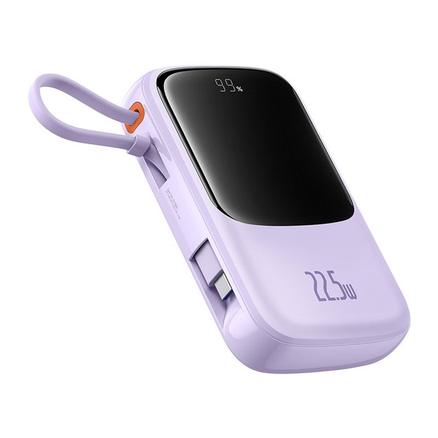 Baseus Qpow Pro+ 10000mAh 22.5W Power Bank with Built-in USB-C Cable and Display - Purple 2