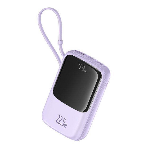 Baseus Qpow Pro+ 10000mAh 22.5W Power Bank with Built-in USB-C Cable and Display - Purple 3