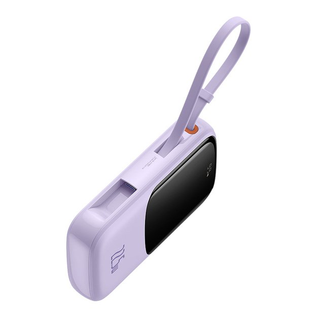 Baseus Qpow Pro+ 10000mAh 22.5W Power Bank with Built-in USB-C Cable and Display - Purple 5
