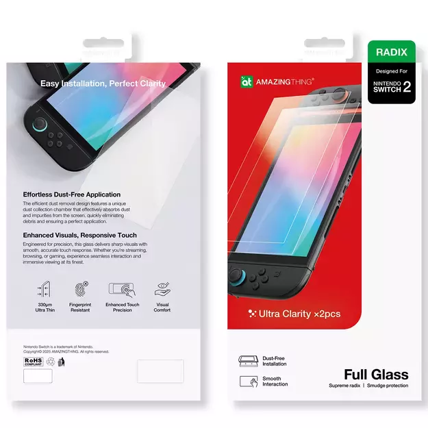 AmazingThing Radix Full Glass Tempered Glass for Nintendo Switch 2 (2 pcs.) 3