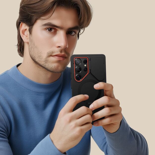 Tech-Protect Kevlar Aura MagSafe Case for Samsung Galaxy S25 Ultra - Black/Orange 7