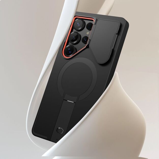 Tech-Protect Kevlar Aura MagSafe Case for Samsung Galaxy S25 Ultra - Black/Orange 5