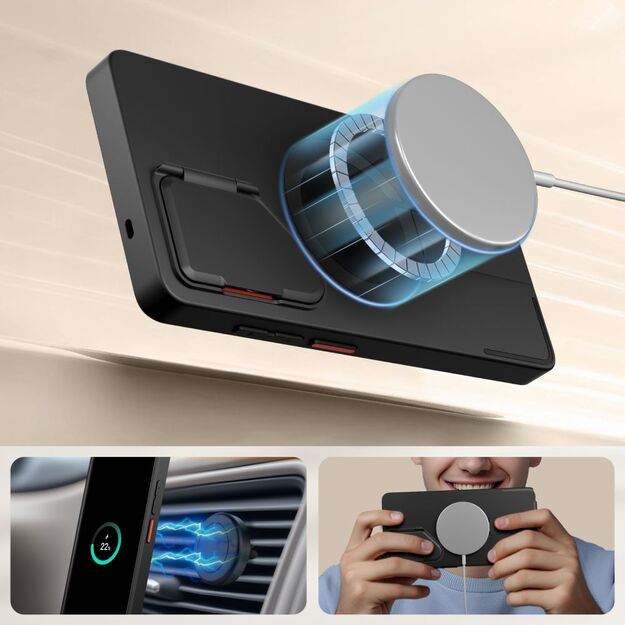 Tech-Protect Kevlar Aura MagSafe Case for Samsung Galaxy S25 Ultra - Black/Orange 2