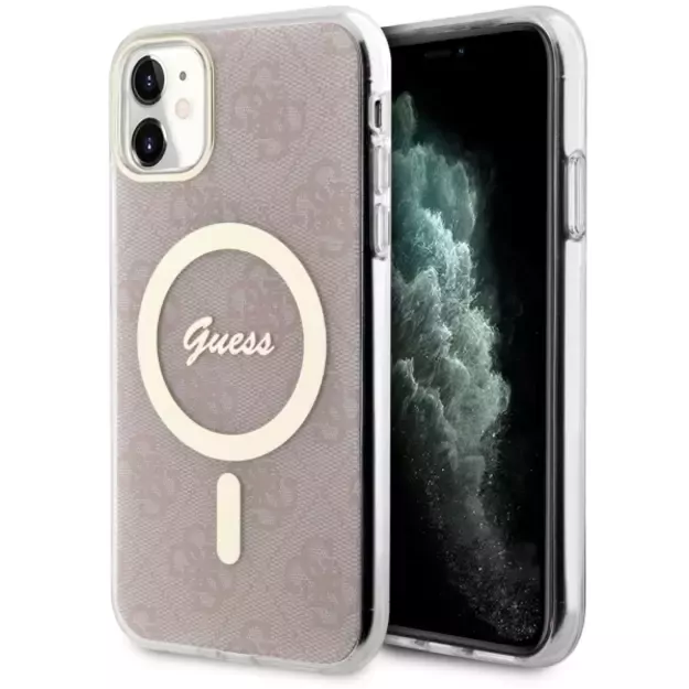 Guess GUHMN61H4STP iPhone 11 6.1  pink/pink hardcase 4G MagSafe