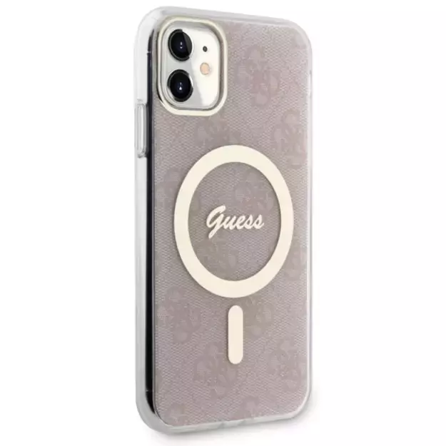 Guess GUHMN61H4STP iPhone 11 6.1  pink/pink hardcase 4G MagSafe 3