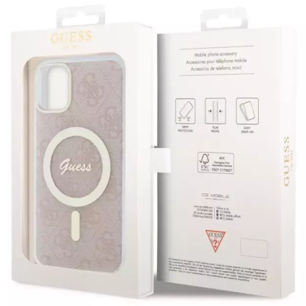 Guess GUHMN61H4STP iPhone 11 6.1  pink/pink hardcase 4G MagSafe 7