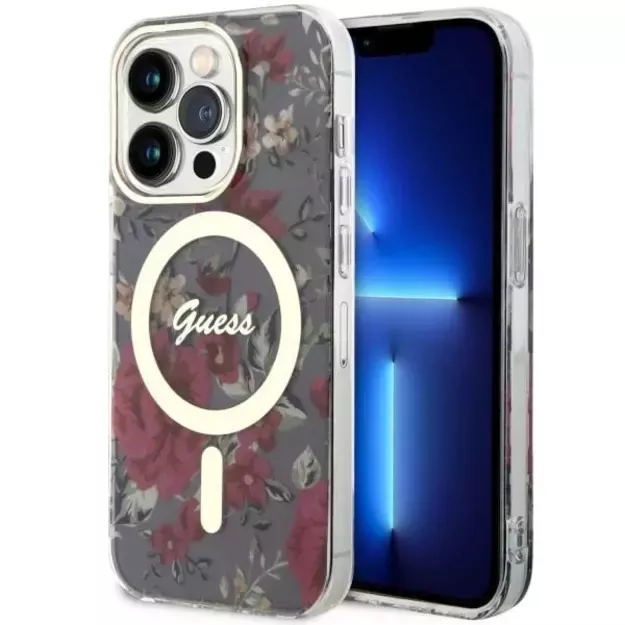 Guess GUHMP14LHCFWSA iPhone 14 Pro 6.1  green/khaki hardcase Flower MagSafe