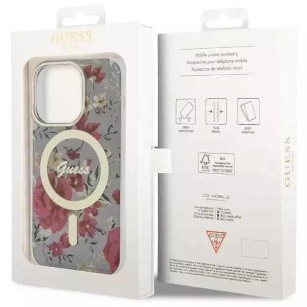 Guess GUHMP14LHCFWSA iPhone 14 Pro 6.1  green/khaki hardcase Flower MagSafe 14