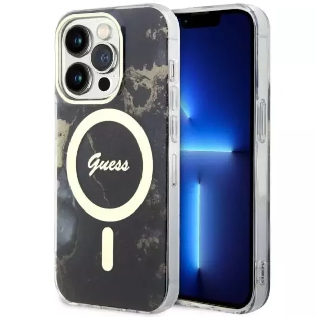 Guess GUHMP14LHTMRSK iPhone 14 Pro 6.1  black/black hardcase Golden Marble MagSafe