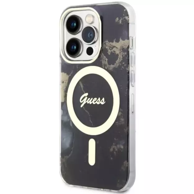 Guess GUHMP14LHTMRSK iPhone 14 Pro 6.1  black/black hardcase Golden Marble MagSafe 1