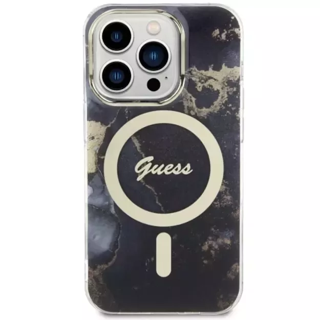 Guess GUHMP14LHTMRSK iPhone 14 Pro 6.1  black/black hardcase Golden Marble MagSafe 2