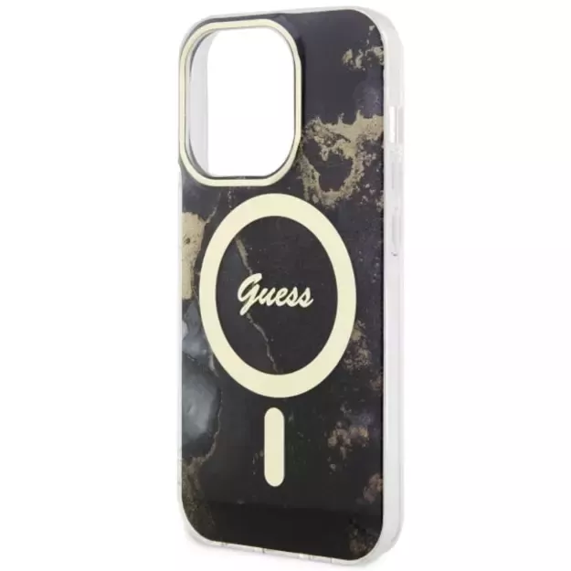 Guess GUHMP14LHTMRSK iPhone 14 Pro 6.1  black/black hardcase Golden Marble MagSafe 5