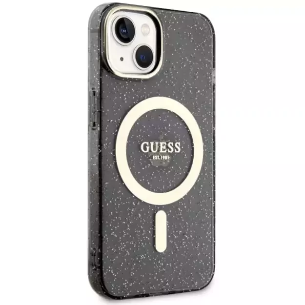 Guess GUHMP14MHCMCGK iPhone 14 Plus 6.7  black/black hardcase Glitter Gold MagSafe 3