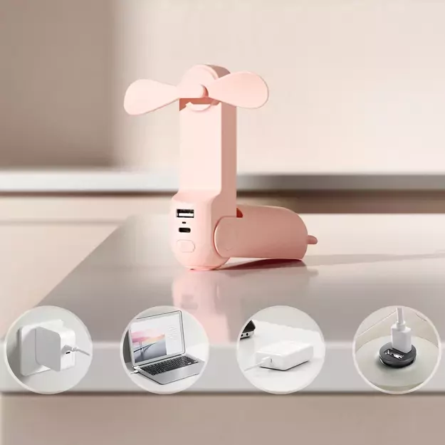 Jisulife Handheld Fan Life8 Plus Portable USB Fan with Power Bank Function 4500mAh and Flashlight - Pink 8