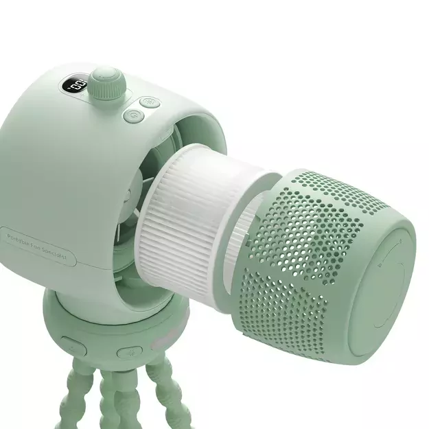 Jisulife Stroller Fan Life2S 5000mAh with Flexible Legs, Desk, Stroller, Filter - Green 5