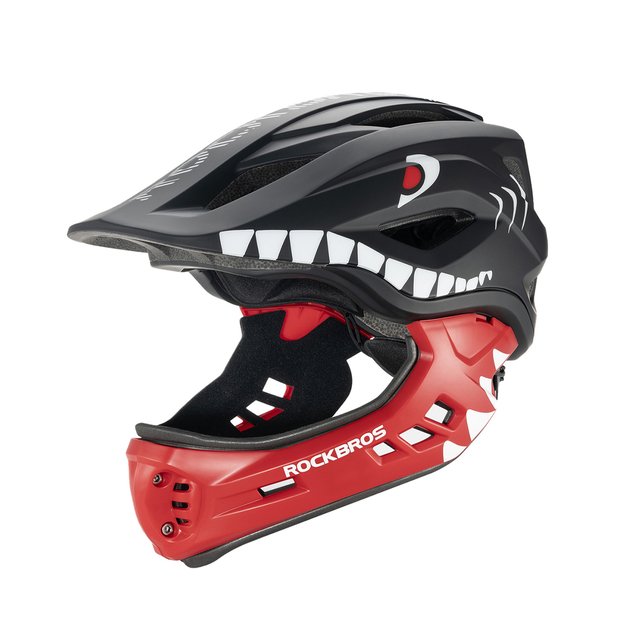 Rockbros TT-32006 Shark Children' s Bike Helmet with Detachable Jaw Size S (48-52) - Black