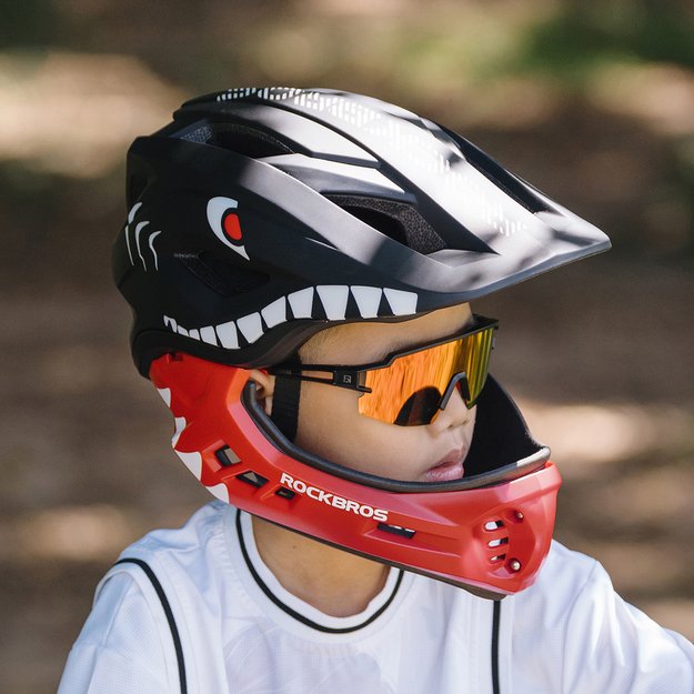 Rockbros TT-32006 Shark Children' s Bike Helmet with Detachable Jaw Size S (48-52) - Black 2