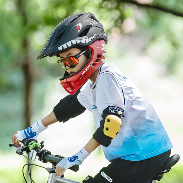 Rockbros TT-32006 Shark Children' s Bike Helmet with Detachable Jaw Size S (48-52) - Black 3