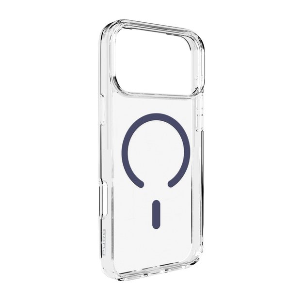 Puro Lite Mag TPU+PC Case Compatible with MagSafe for iPhone 17 Pro - Transparent with Blue Ring