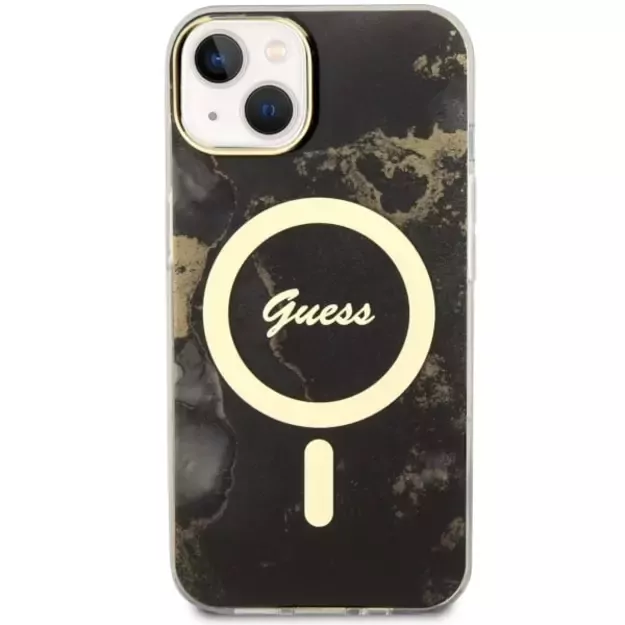 Guess GUHMP14SHTMRSK iPhone 14 6.1&quot  black/black hardcase Golden Marble MagSafe 9