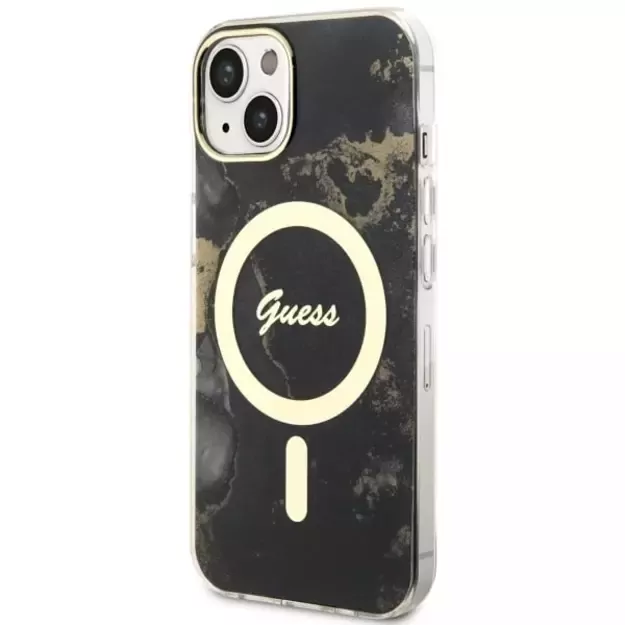 Guess GUHMP14SHTMRSK iPhone 14 6.1&quot  black/black hardcase Golden Marble MagSafe 8