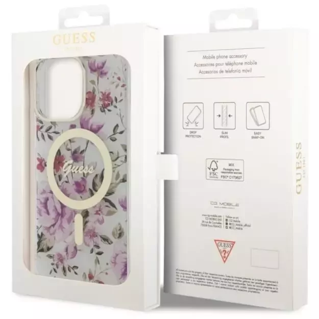 Guess GUHMP14XHCFWST iPhone 14 Pro Max 6.7&quot  transparent hardcase Flower MagSafe 7