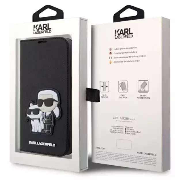Karl Lagerfeld KLBKP14LSANKCPK iPhone 14 Pro 6.1  bookcase black/black Saffiano Karl & Choupette 6