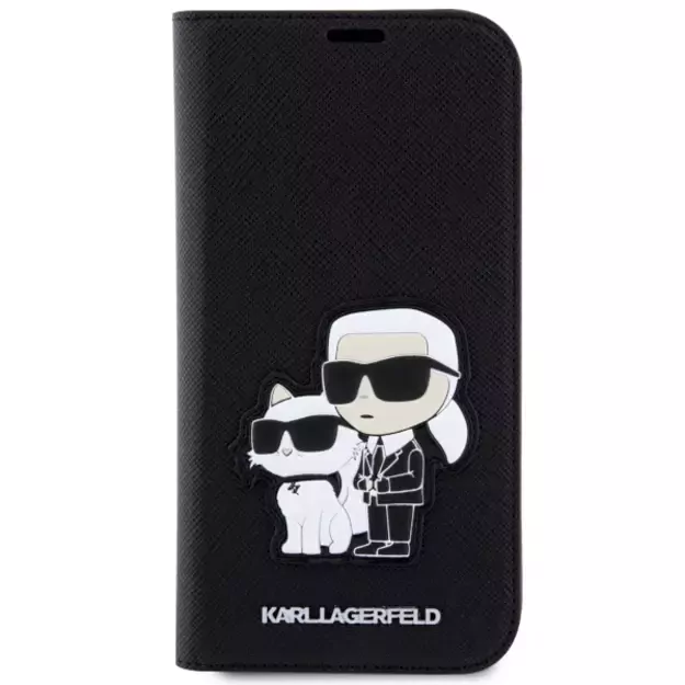 Karl Lagerfeld KLBKP14LSANKCPK iPhone 14 Pro 6.1  bookcase black/black Saffiano Karl & Choupette 2