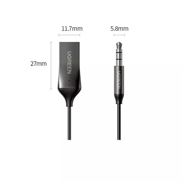 Ugreen Bluetooth 5.3 audio receiver USB cable audio adapter AUX jack black (70601 CM309) 16