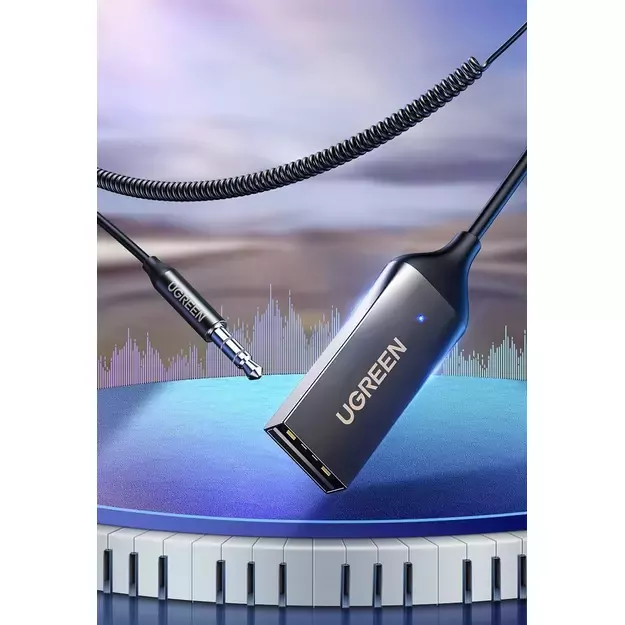 Ugreen Bluetooth 5.3 audio receiver USB cable audio adapter AUX jack black (70601 CM309) 2