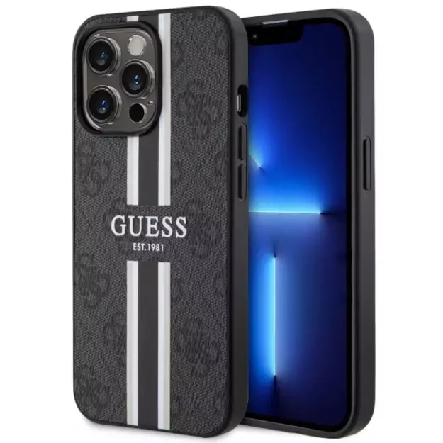 Guess GUHMP13LP4RPSK iPhone 13 Pro / 13 6.1  black/black hardcase 4G Printed Stripes MagSafe