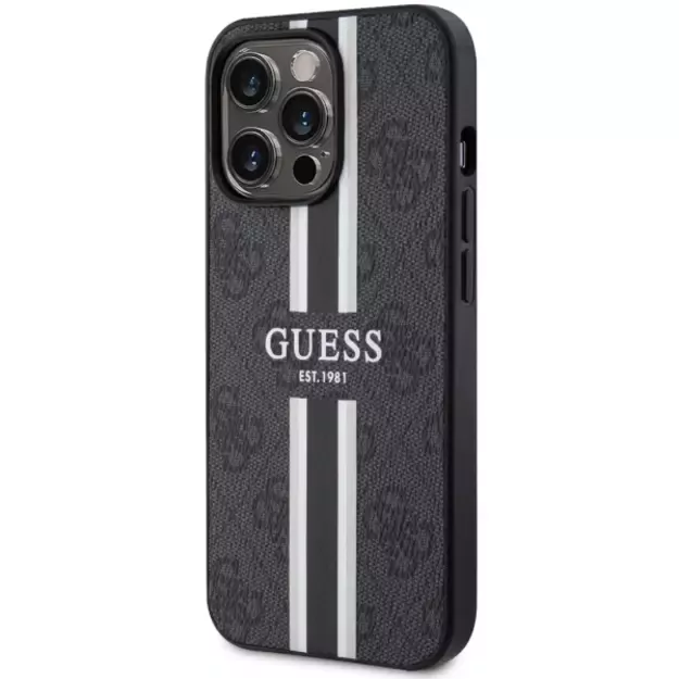 Guess GUHMP13LP4RPSK iPhone 13 Pro / 13 6.1  black/black hardcase 4G Printed Stripes MagSafe 8