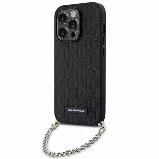 Karl Lagerfeld KLHCP14LSACKLHPK iPhone 14 Pro 6.1  black/black hardcase Saffiano Monogram Chain