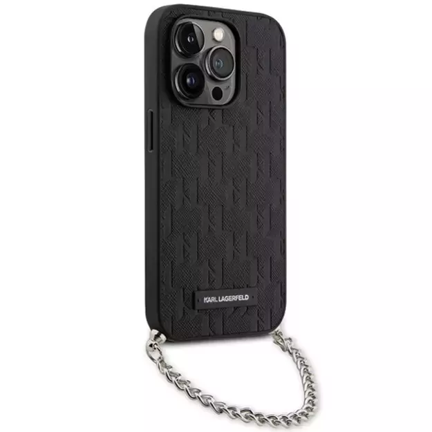 Karl Lagerfeld KLHCP14LSACKLHPK iPhone 14 Pro 6.1  black/black hardcase Saffiano Monogram Chain 2
