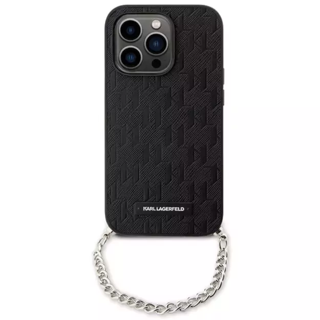 Karl Lagerfeld KLHCP14LSACKLHPK iPhone 14 Pro 6.1  black/black hardcase Saffiano Monogram Chain 1