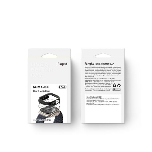 Ringke Slim 2-pack Case for Apple Watch Ultra 1/2 (49mm) - Clear and Matte Black 11