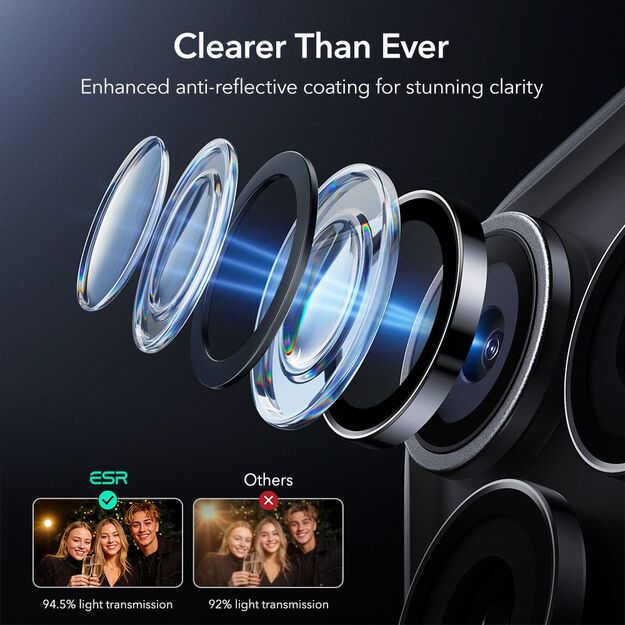 ESR Armorite Camera Protector for iPhone 14 Pro / Pro Max / 15 Pro / Pro Max / 16 Pro / Pro Max / 17 Pro / Pro Max - Black 5