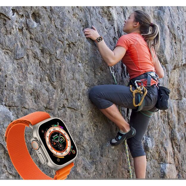Tech-Protect Nylon Pro Strap for Apple Watch 4 / 5 / 6 / 7 / 8 / 9 / SE / Ultra 1 / 2 (42/44/45/49 mm) - Black &amp  Orange 1