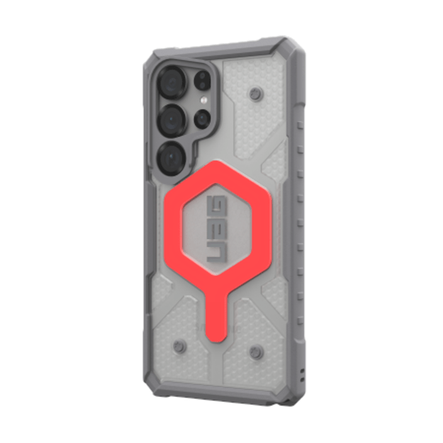 UAG Pathfinder Clear Magnet Bundle Magnetic Case and Wrist Strap for Samsung Galaxy S25 Ultra 5G - Gray/Red 2